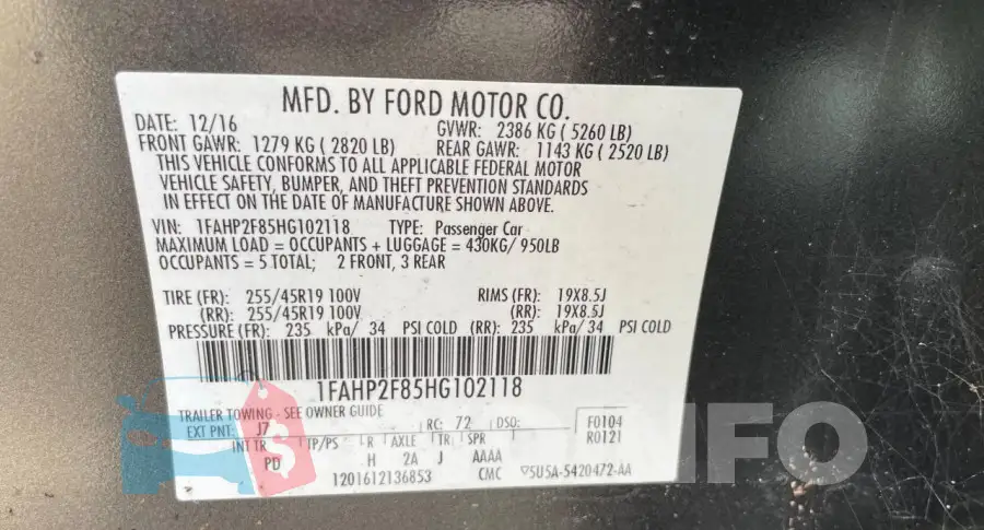 1FAHP2F85HG102118 Photo# 10