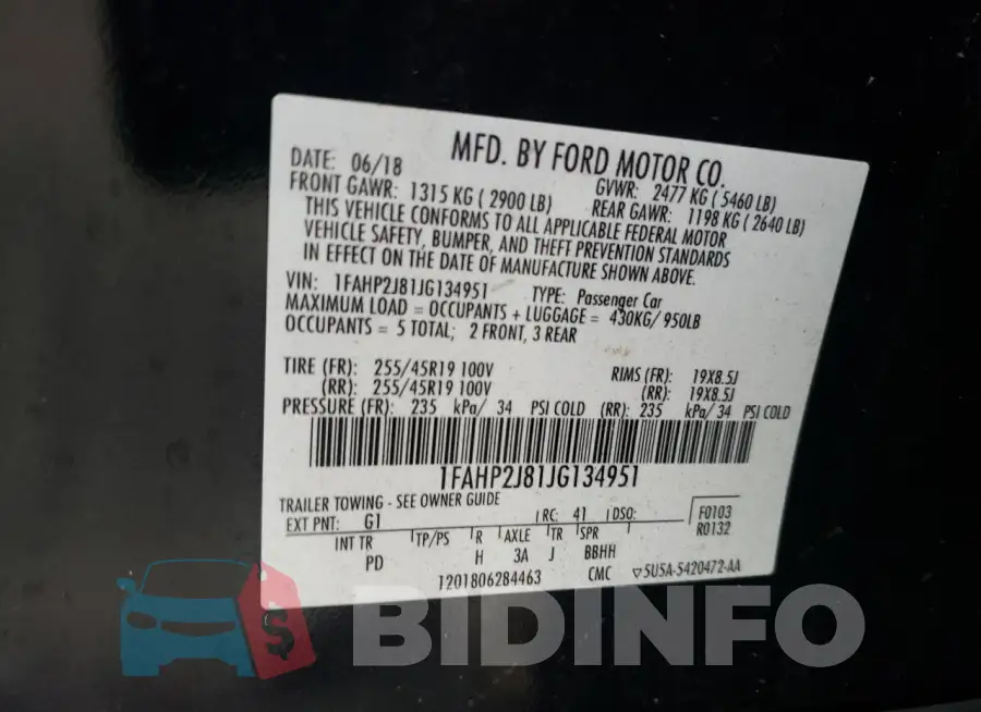 1FAHP2J81JG134951 Photo# 12