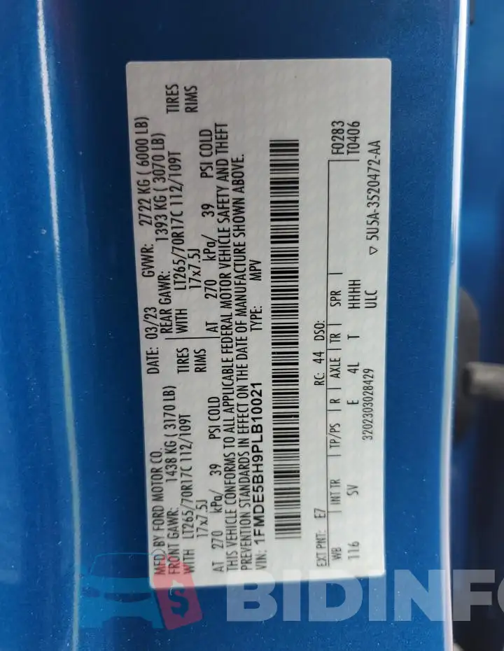 1FMDE5BH9PLB10021 Photo# 13