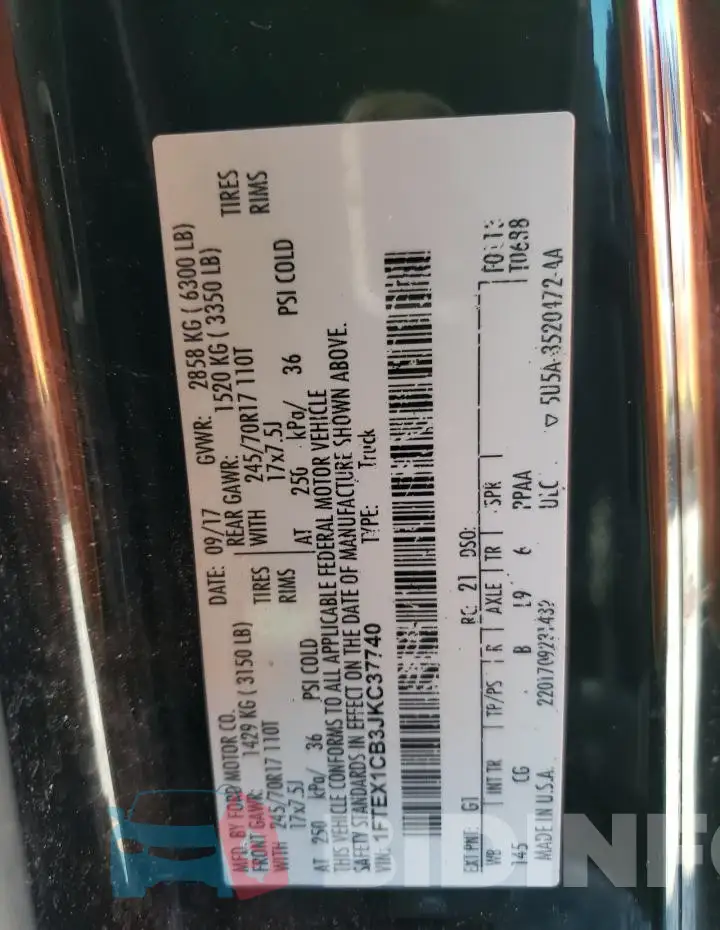 1FTEX1CB3JKC37740 Photo# 12