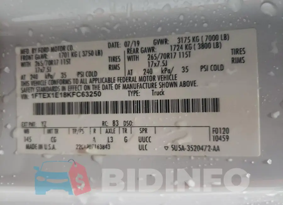 1FTEX1E18KFC63250 Photo# 12