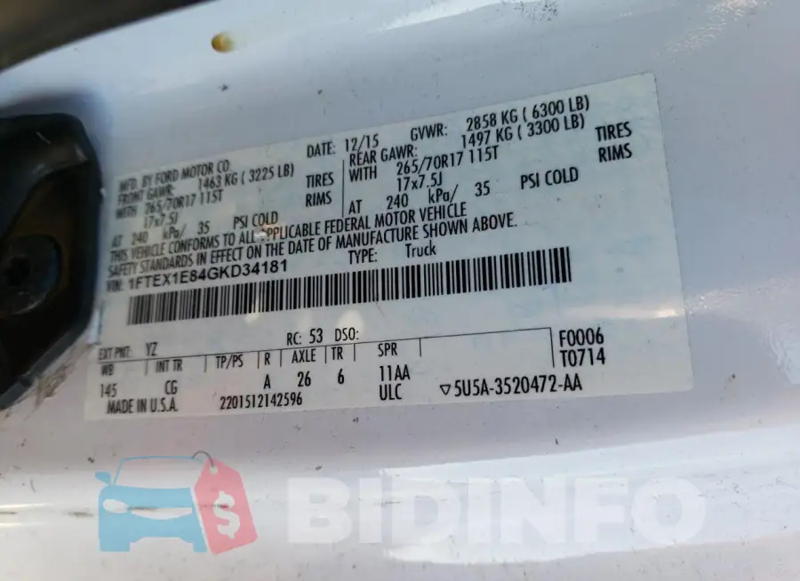 1FTEX1E84GKD34181 Photo# 12