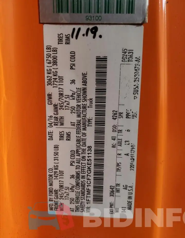 1FTMF1CF7GKE51138 Photo# 13