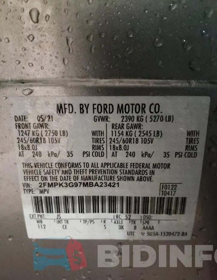 2FMPK3G97MBA23421 Photo# 13