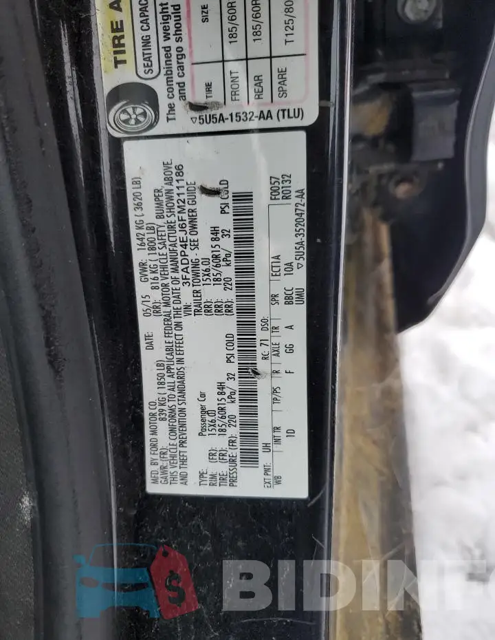 3FADP4EJ6FM211186 Photo# 12