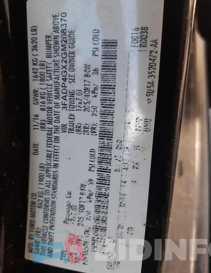 3FADP4GX2GM208370 Photo# 12