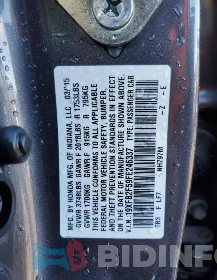 19XFB2F59FE246337 Photo# 12