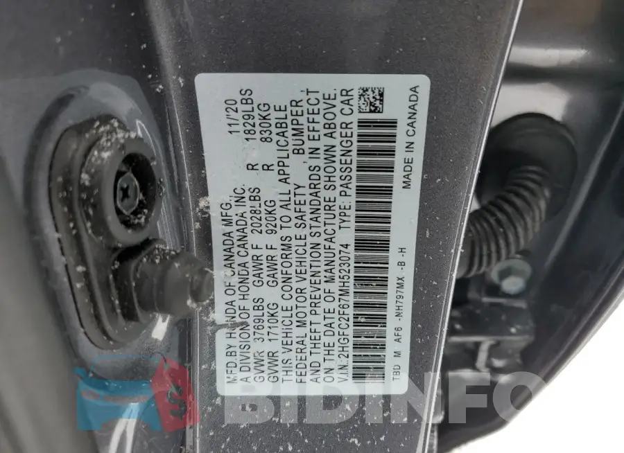 2HGFC2F67MH523074 Photo# 13