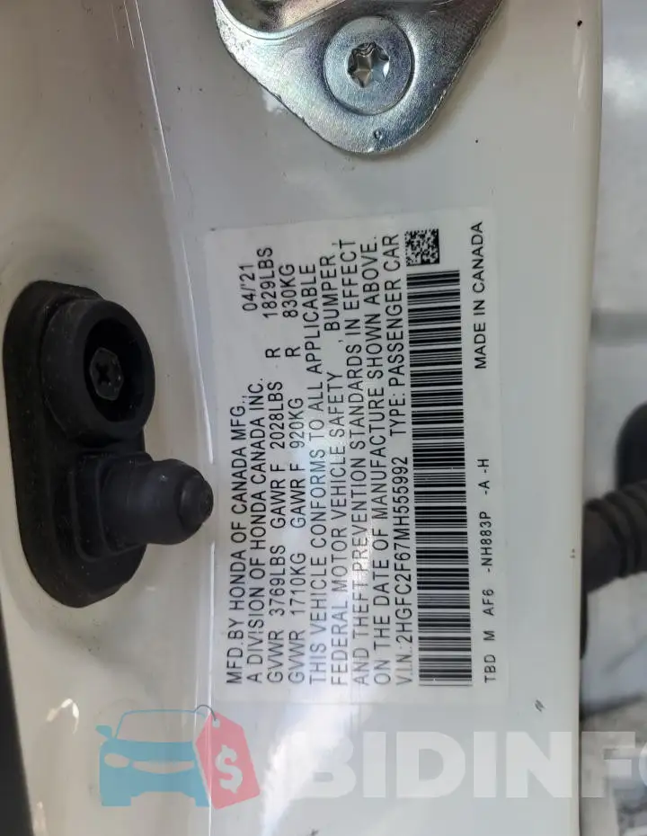 2HGFC2F67MH555992 Photo# 12