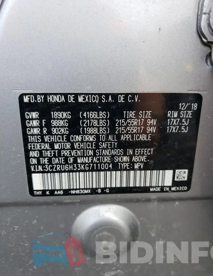 3CZRU6H33KG711004 Photo# 13