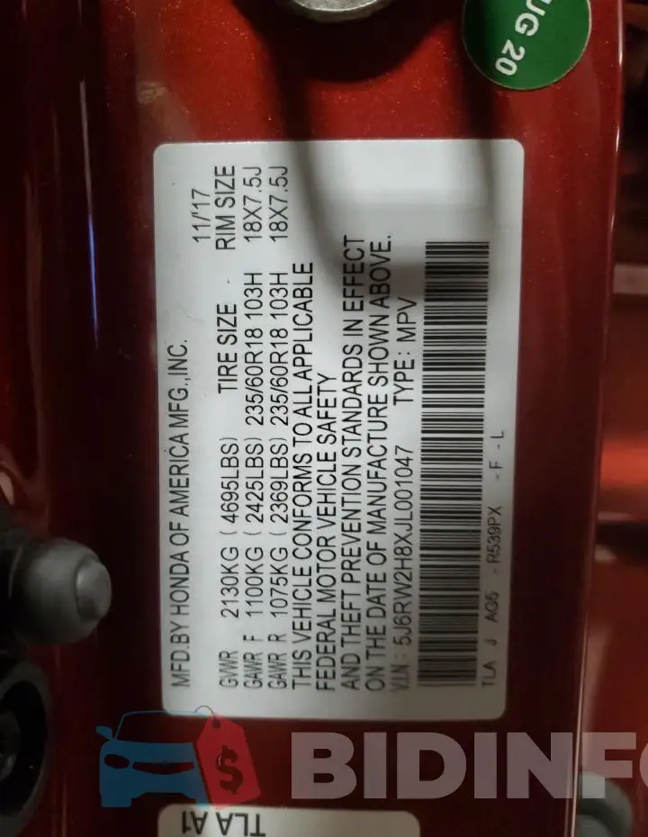 5J6RW2H8XJL001047 Photo# 12
