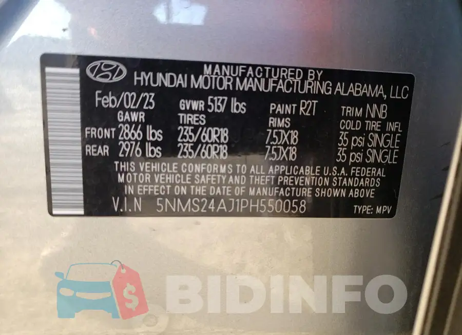 5NMS24AJ1PH550058 Photo# 14