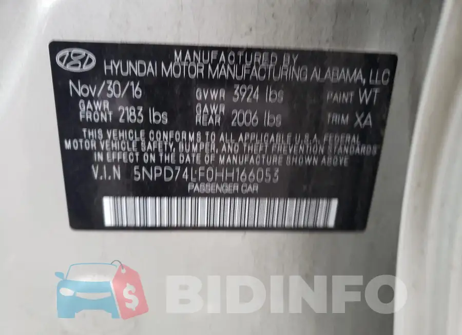 5NPD74LF0HH166053 Photo# 12