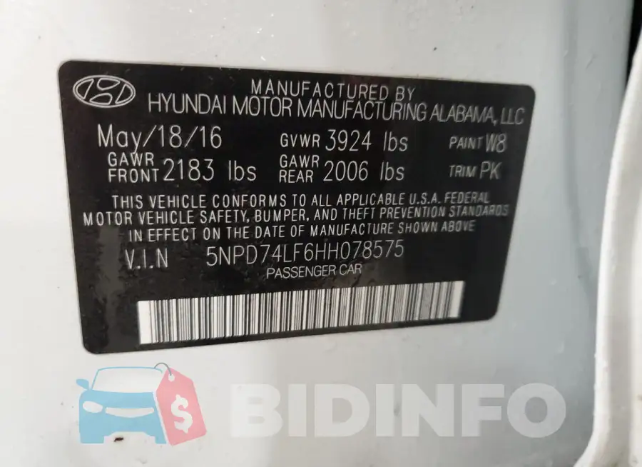 5NPD74LF6HH078575 Photo# 12