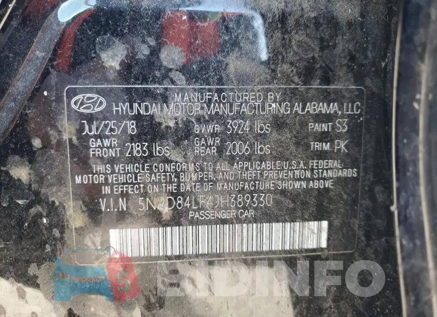 5NPD84LF4JH389330 Photo# 13
