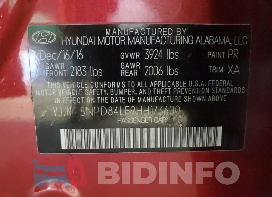 5NPD84LF9HH173600 Photo# 12