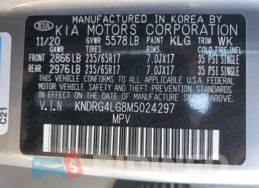 KNDRG4LG8M5024297 Photo# 12