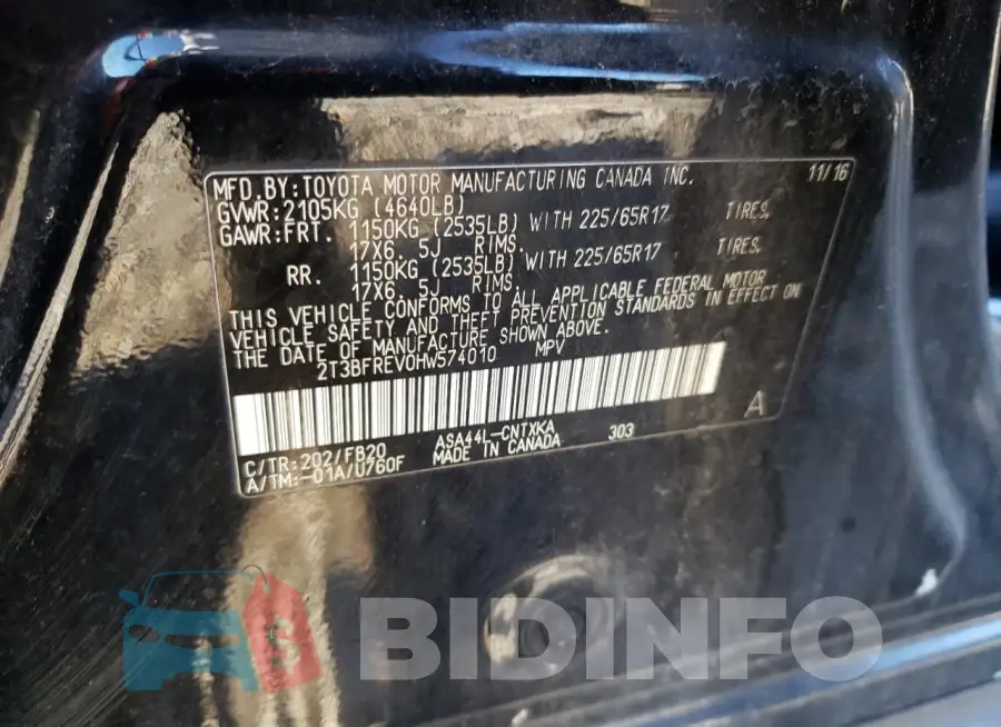 2T3BFREV0HW574010 Photo# 13