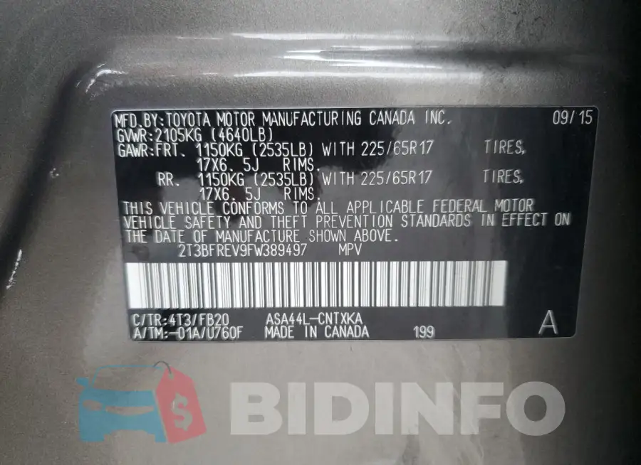 2T3BFREV9FW389497 Photo# 12