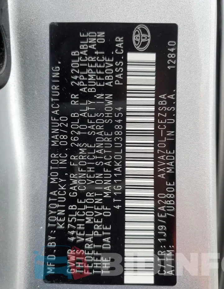 4T1G11AK0LU388454 Photo# 12