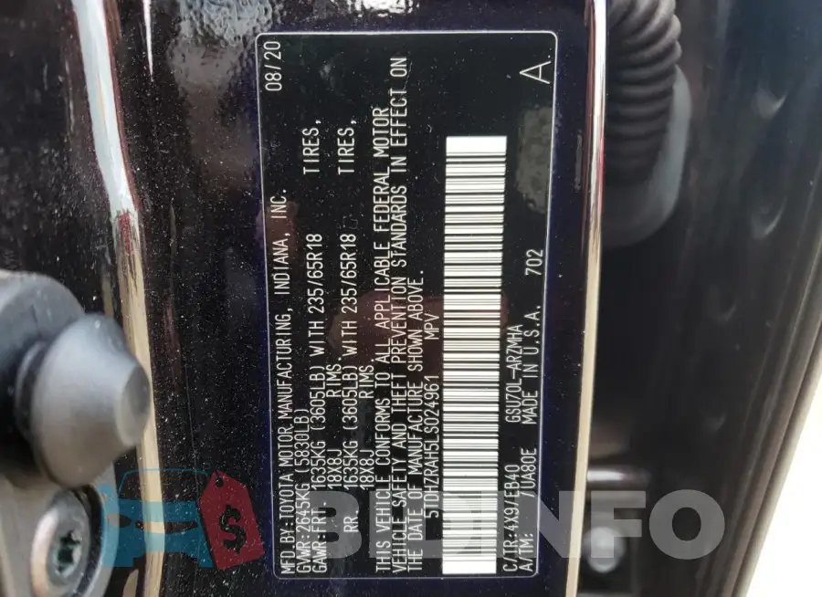 5TDHZRAH5LS024961 Photo# 13