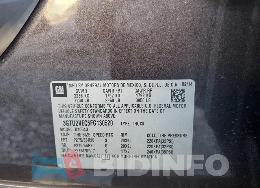 3GTU2VEC5FG130520 Photo# 12