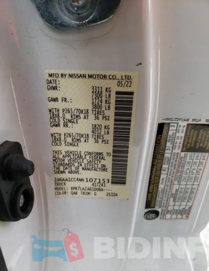 1N6AA1CC4NN107153 Photo# 12