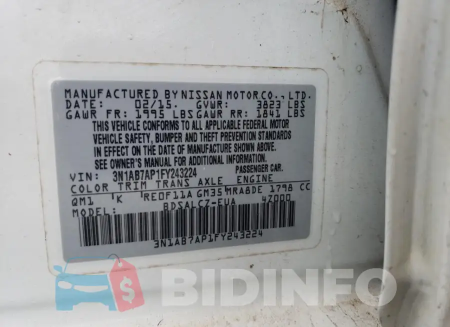 3N1AB7AP1FY243224 Photo# 12