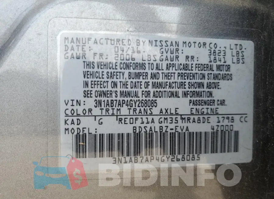 3N1AB7AP4GY268085 Photo# 12