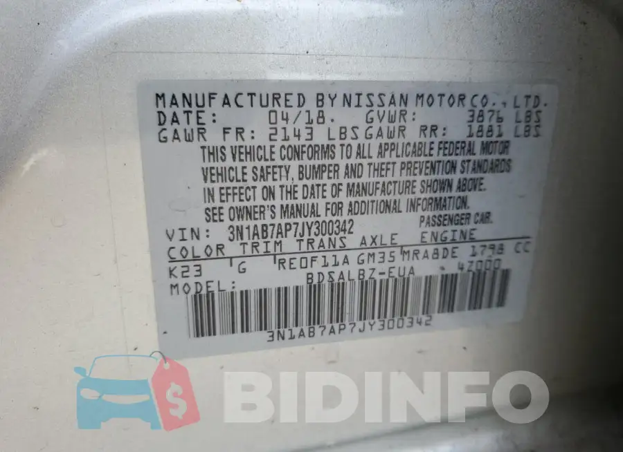 3N1AB7AP7JY300342 Photo# 12