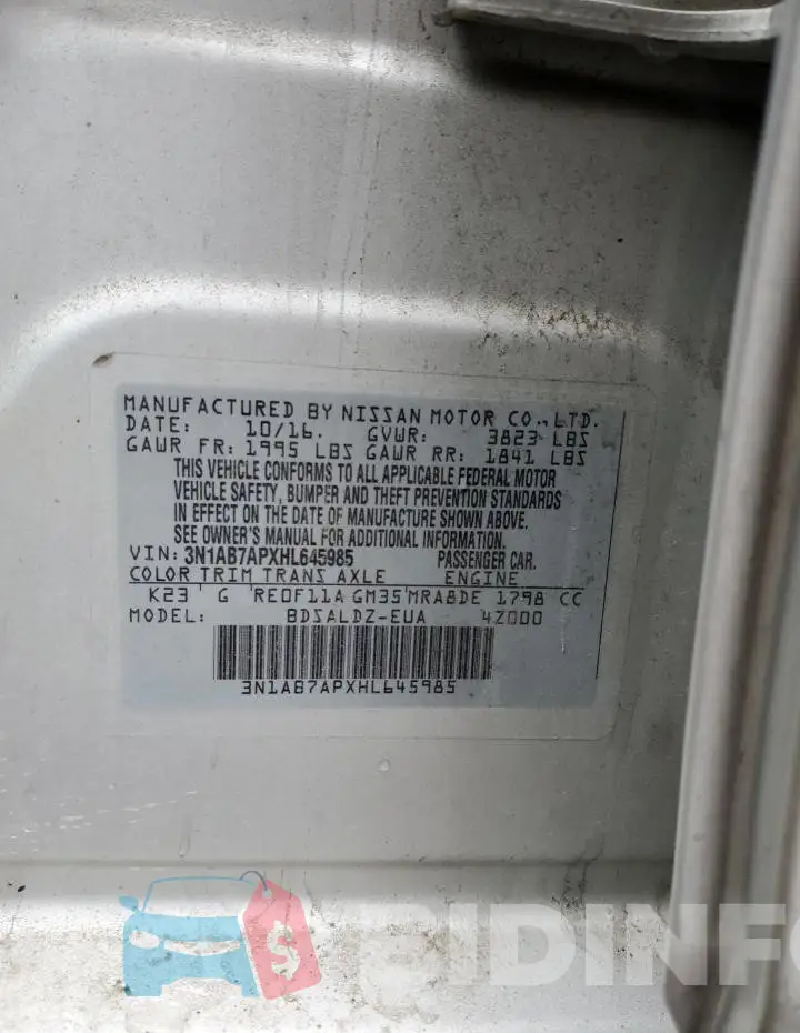 3N1AB7APXHL645985 Photo# 12