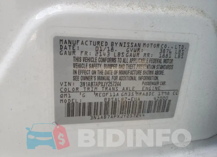 3N1AB7APXJY257244 Photo# 12