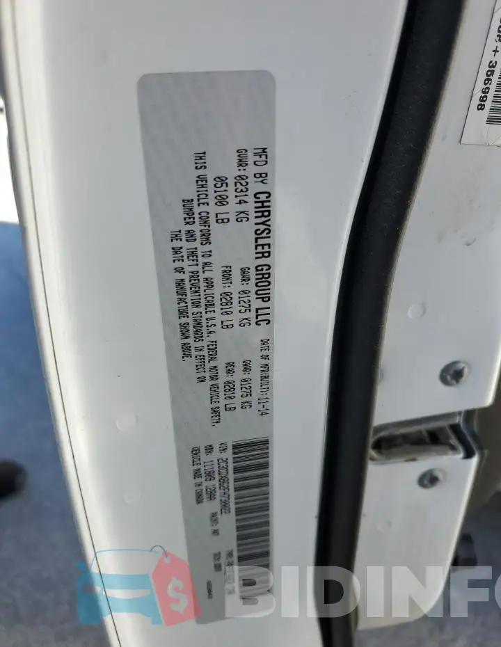 2C3CDXBG2FH730022 Photo# 12