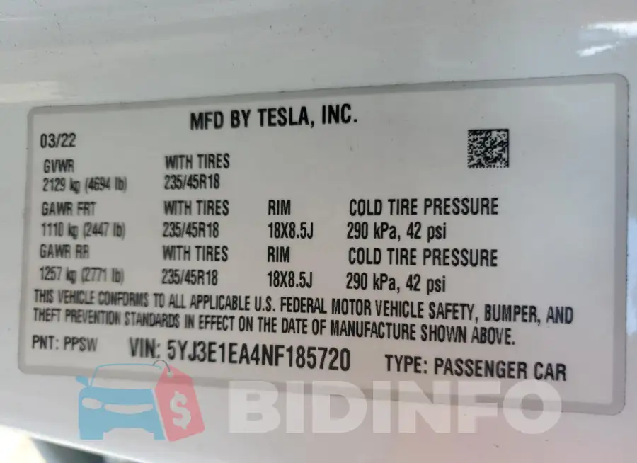 5YJ3E1EA4NF185720 Photo# 13