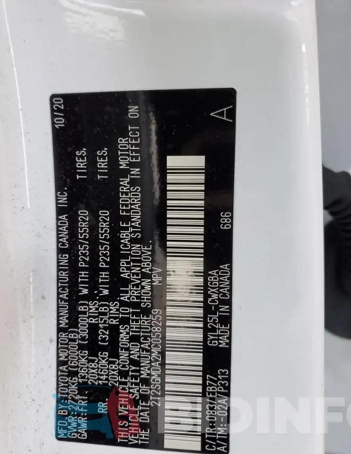 2T2SGMDA2MC058259 Photo# 13