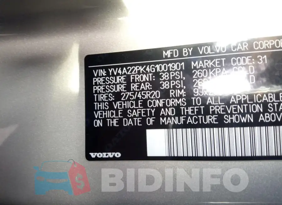 YV4A22PK4G1001901 Photo# 10