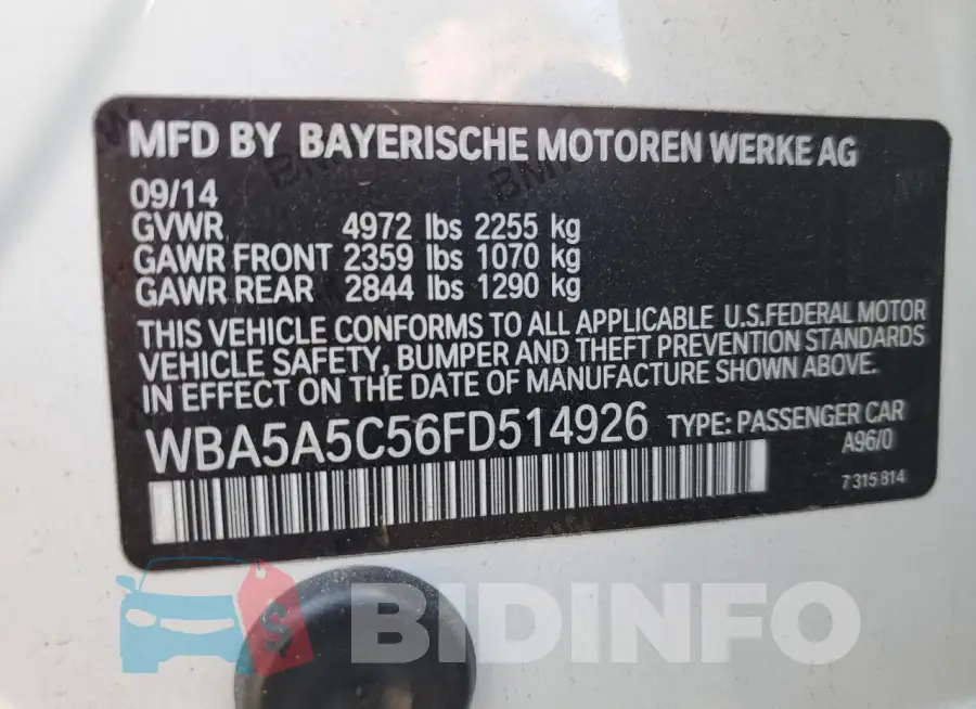 WBA5A5C56FD514926 Photo# 12