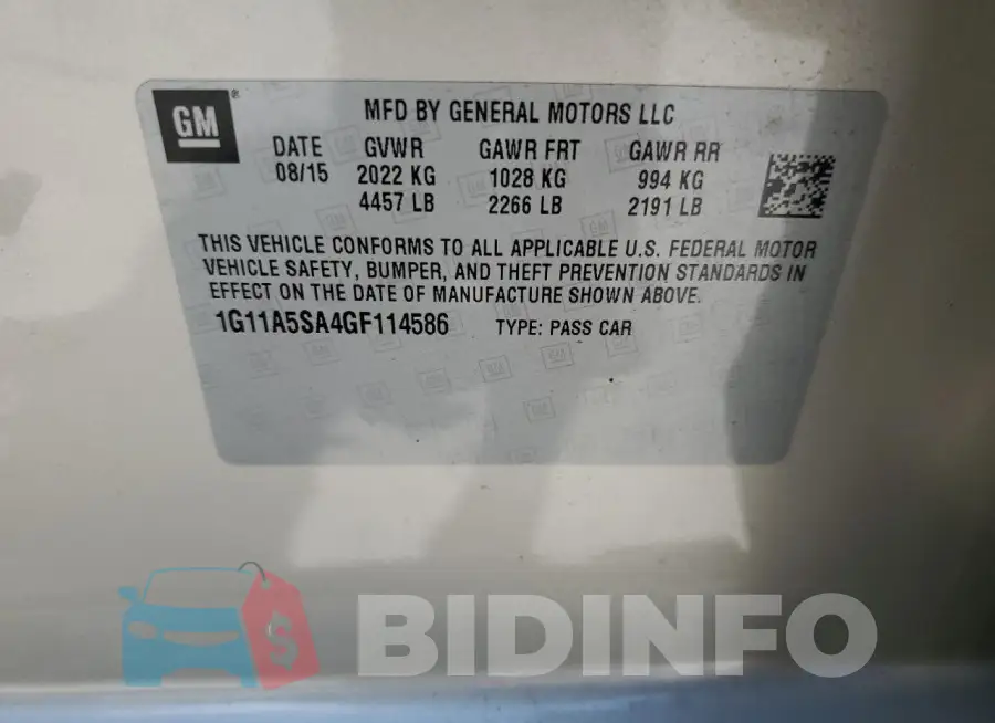 1G11A5SA4GF114586 Photo# 12