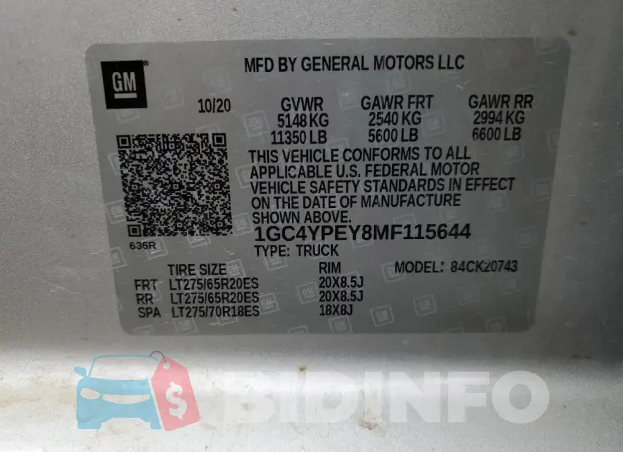 1GC4YPEY8MF115644 Photo# 12