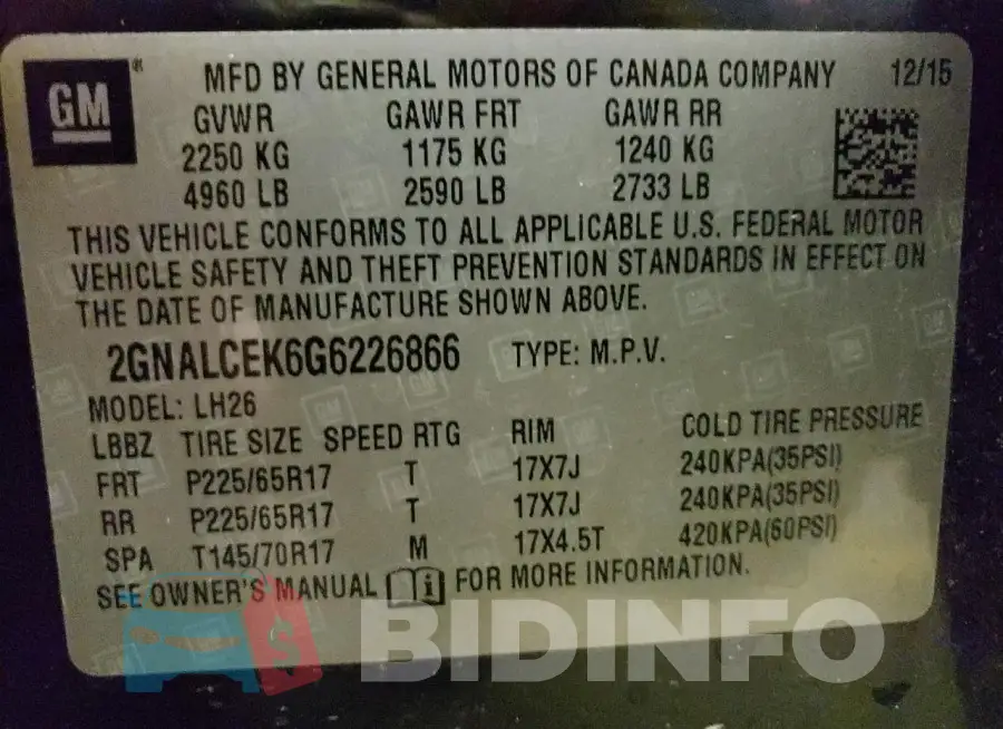 2GNALCEK6G6226866 Photo# 14