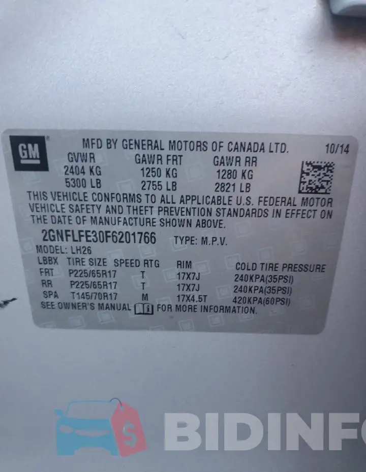 2GNFLFE30F6201766 Photo# 12