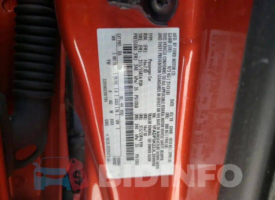 1FADP3K22JL309956 Photo# 12