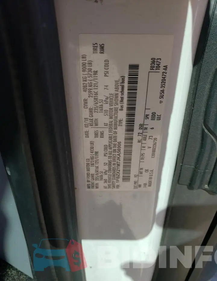 1FBZX2YM7JKA56906 Photo# 12
