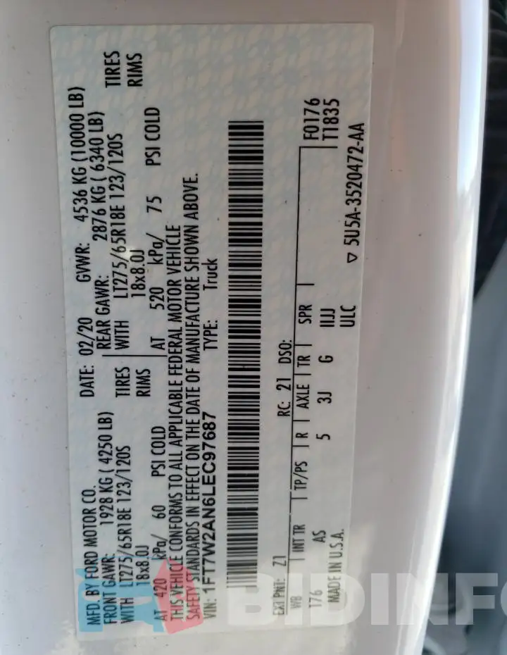 1FT7W2AN6LEC97687 Photo# 12