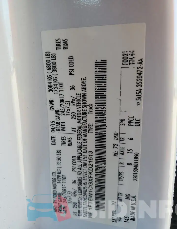 1FTEW1CGXFKD21513 Photo# 12