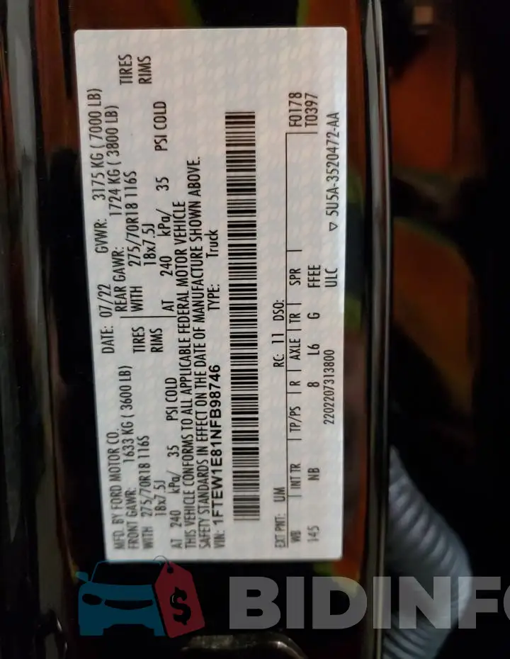 1FTEW1E81NFB98746 Photo# 13