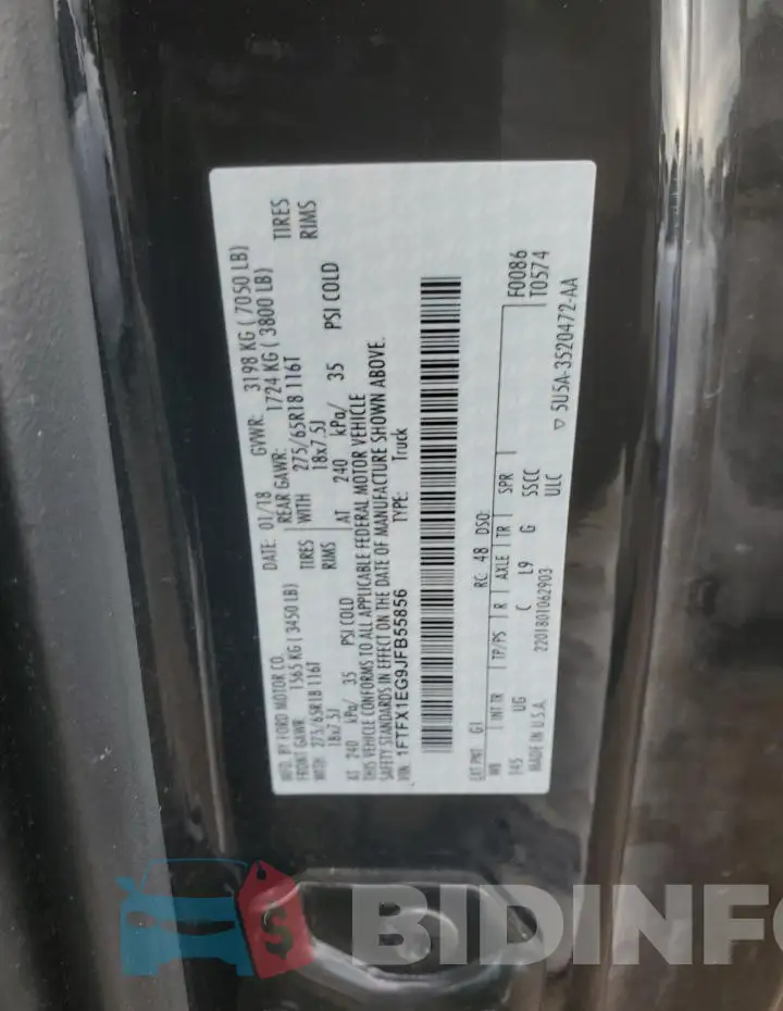 1FTFX1EG9JFB55856 Photo# 12