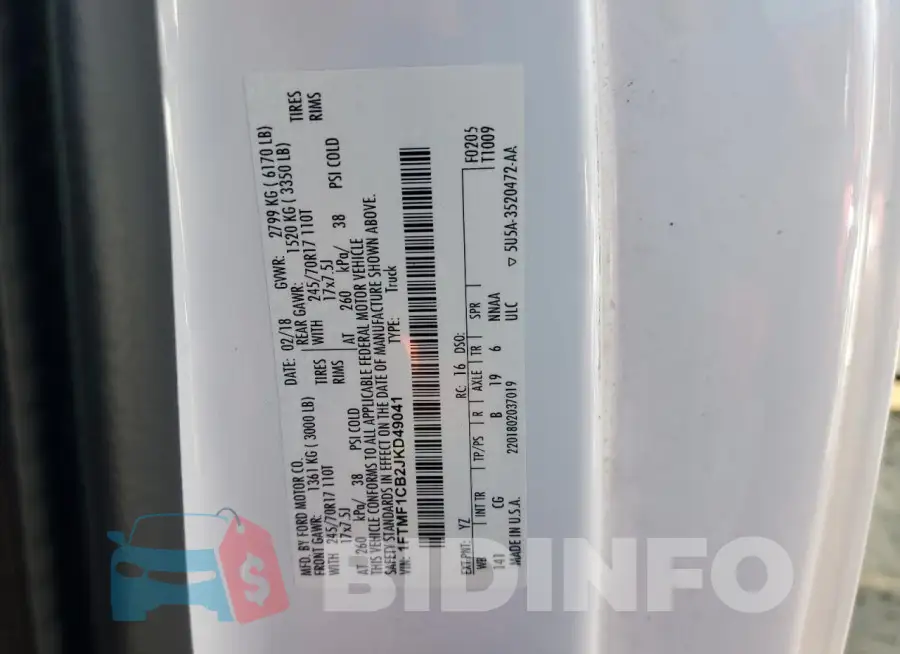 1FTMF1CB2JKD49041 Photo# 12