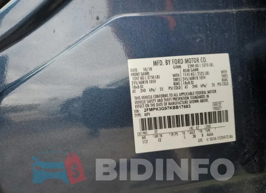 2FMPK3G97KBB17683 Photo# 12