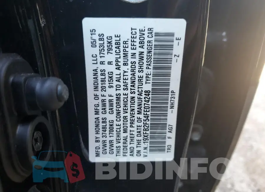 19XFB2F54FE074248 Photo# 13